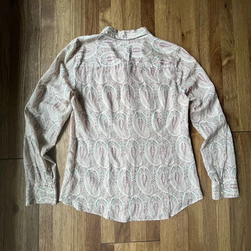 J. Crew Silk Cotton Paisley Button‎ Down Women’s Sz 8 Western 70’s Boho Farm